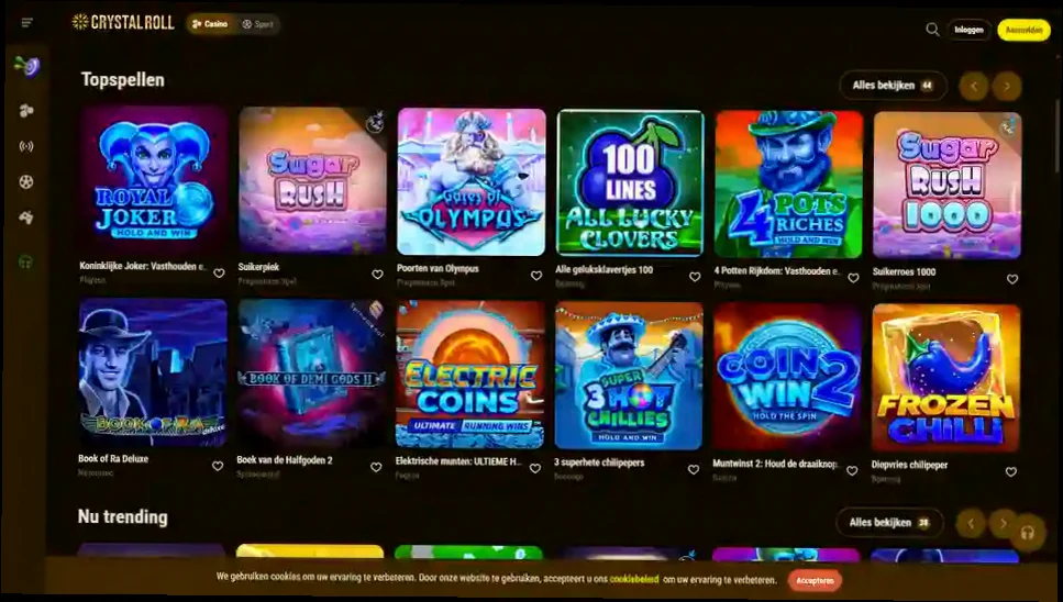 Crystal roll Casino tot €450 + 250 Gratis Spins
